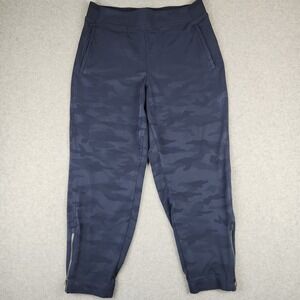 Athleta Brooklyn Ankle Pant Womens 10 Navy Blue Camo Lightweight Pull On Stretch